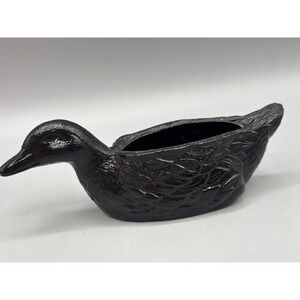 Vtg Westmoreland Black Amethyst Glass Duck Swan Trinket Ring Dish Figural Bowl